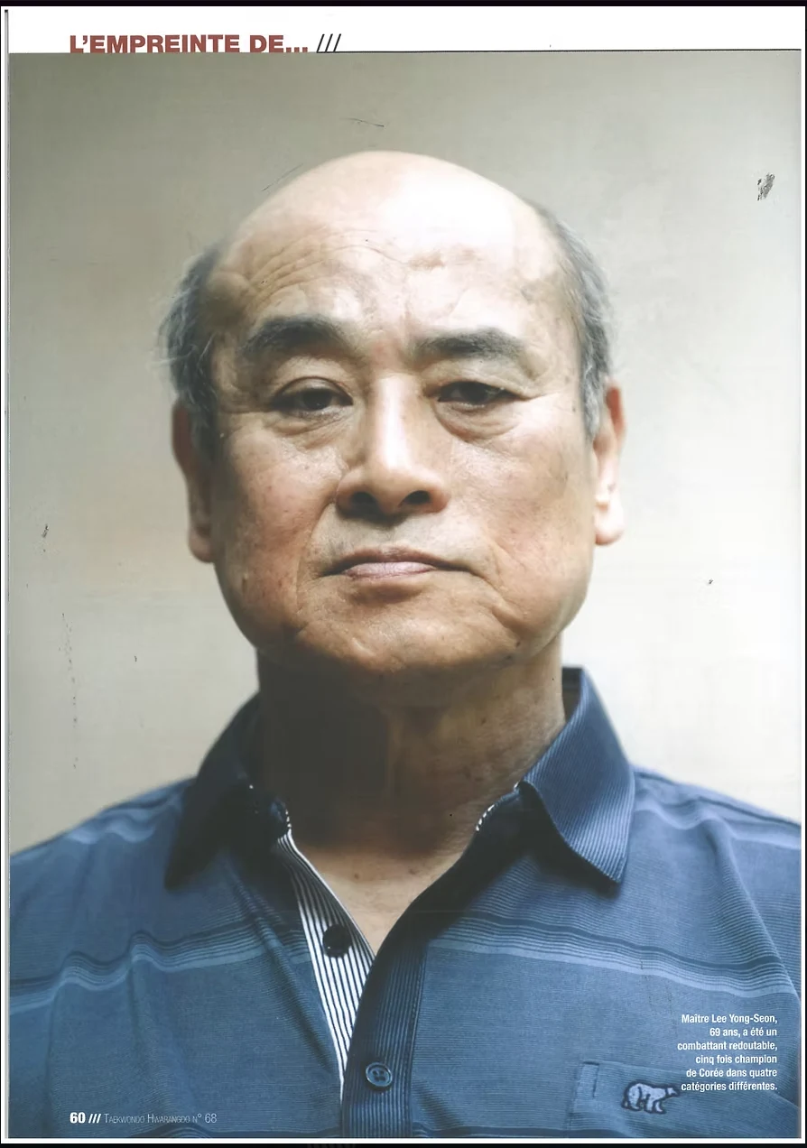 Article Taekwondo Hwarangdo n°68, page 60 : portrait de Maître LEE Yong-Seon